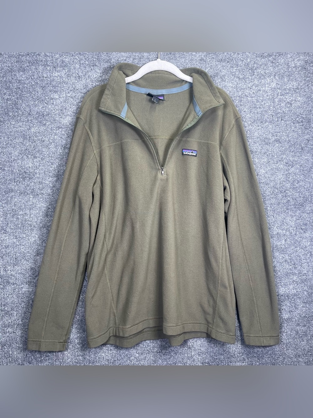 Patagonia Mens Large Fleece Quarter Zip Pullover Sweater  Olive Green Gorpcore